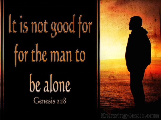 Genesis 2:18 Then the LORD God said, "It is not good for the man to be