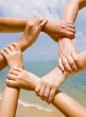 many hands holding